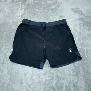 Spyder Mens Swim Shorts XL Black Elastic Waist Lightweight a0833